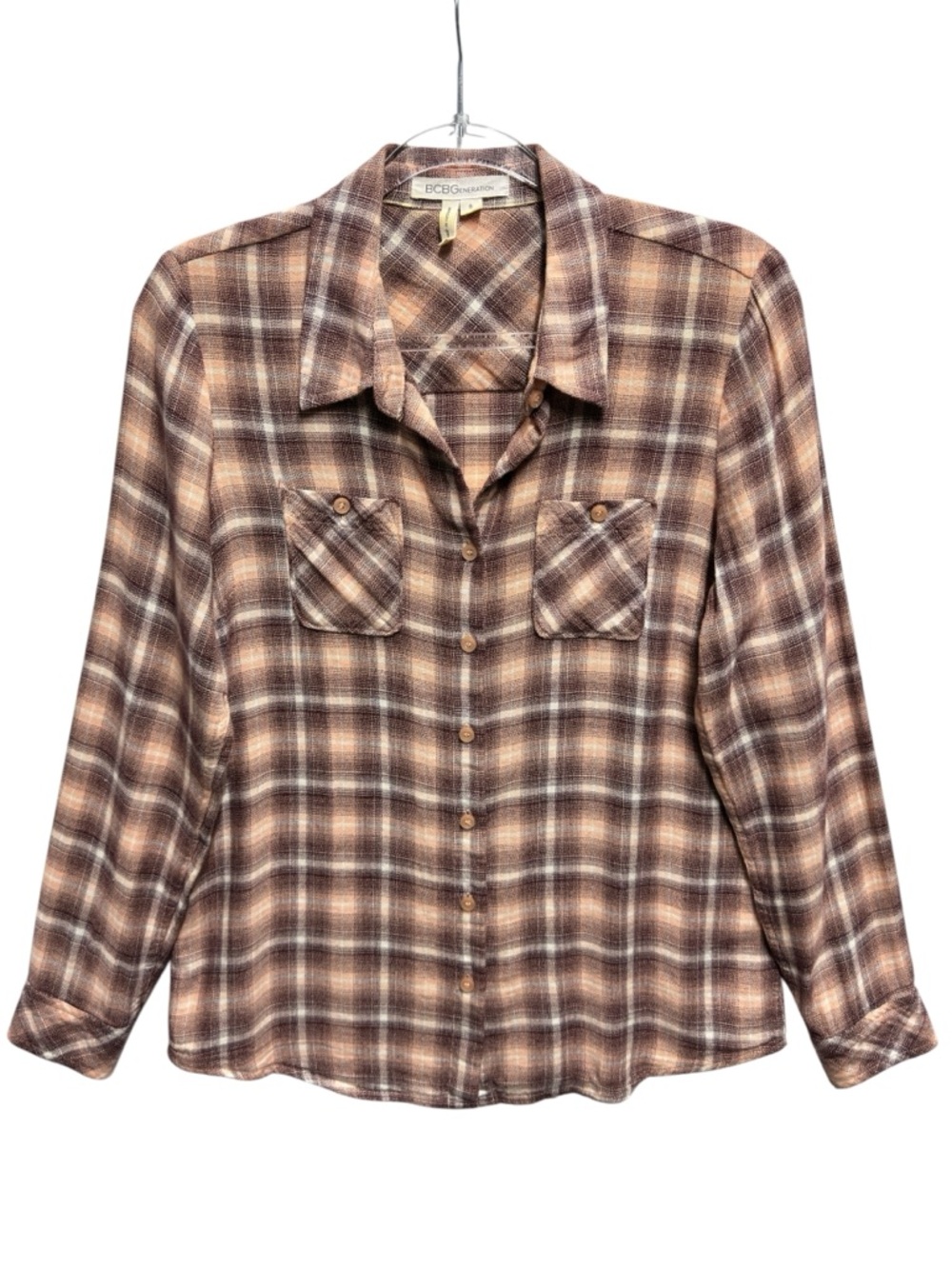 Cotton Rayon Gauze Knit Boyfriend Fit Chambray Plaid Checkered Shacket Shirt